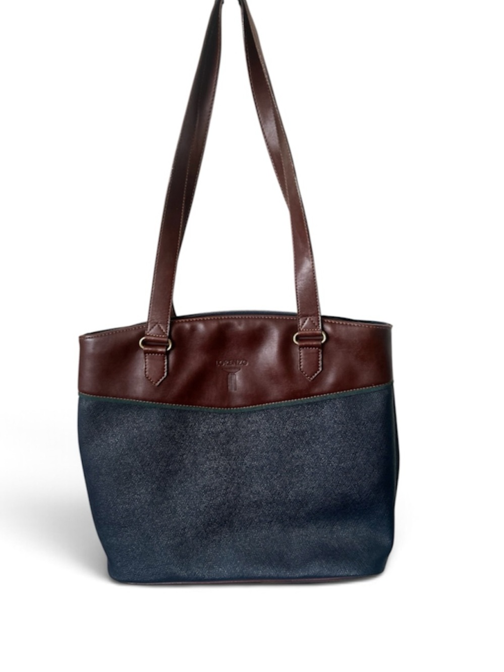 Lorenzo Denim & Brown Shoulder Tote Bag